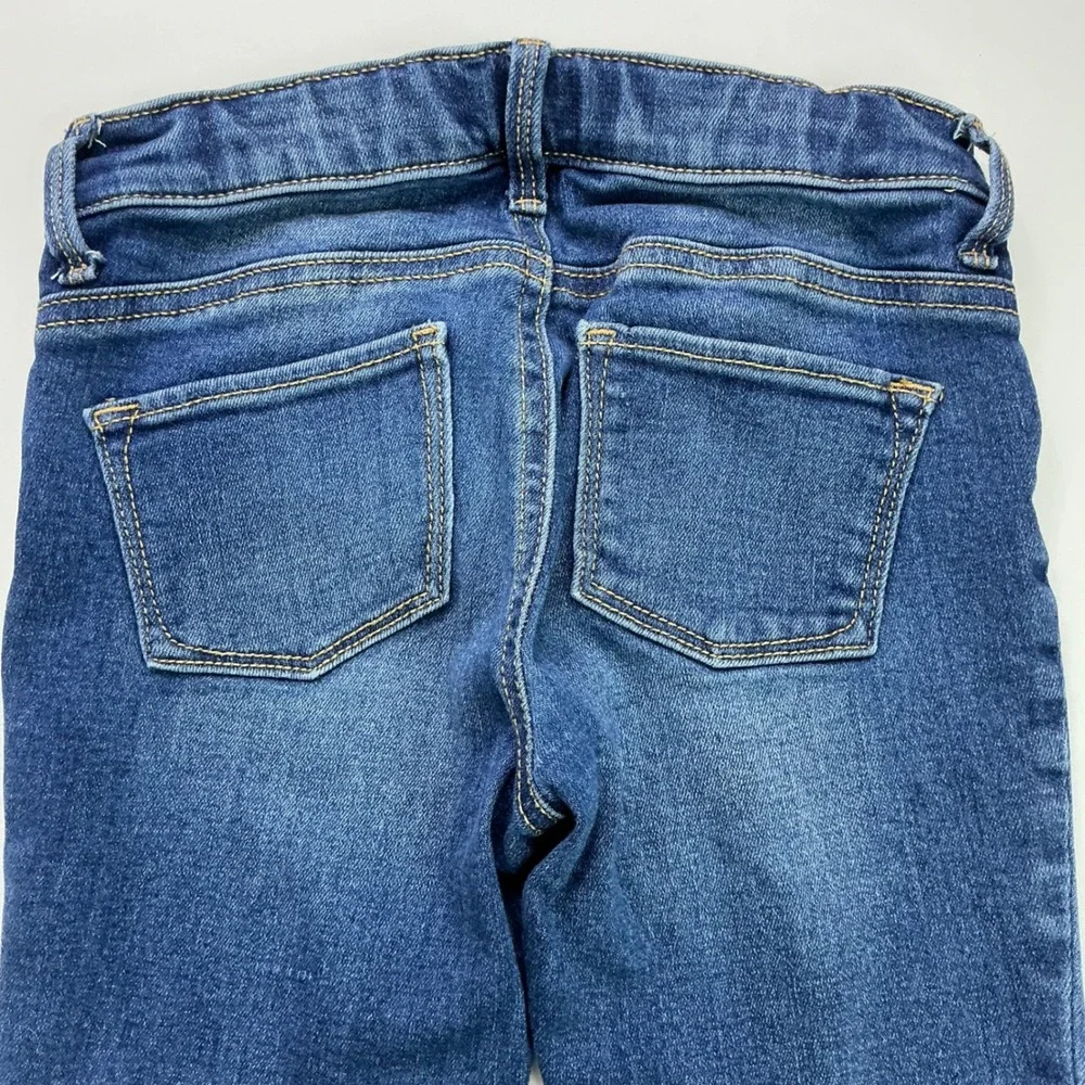 Old Navy Blue Rockstar Jeggings Kids 7 Sequin Star Patch Raw Hem S/343325-00
